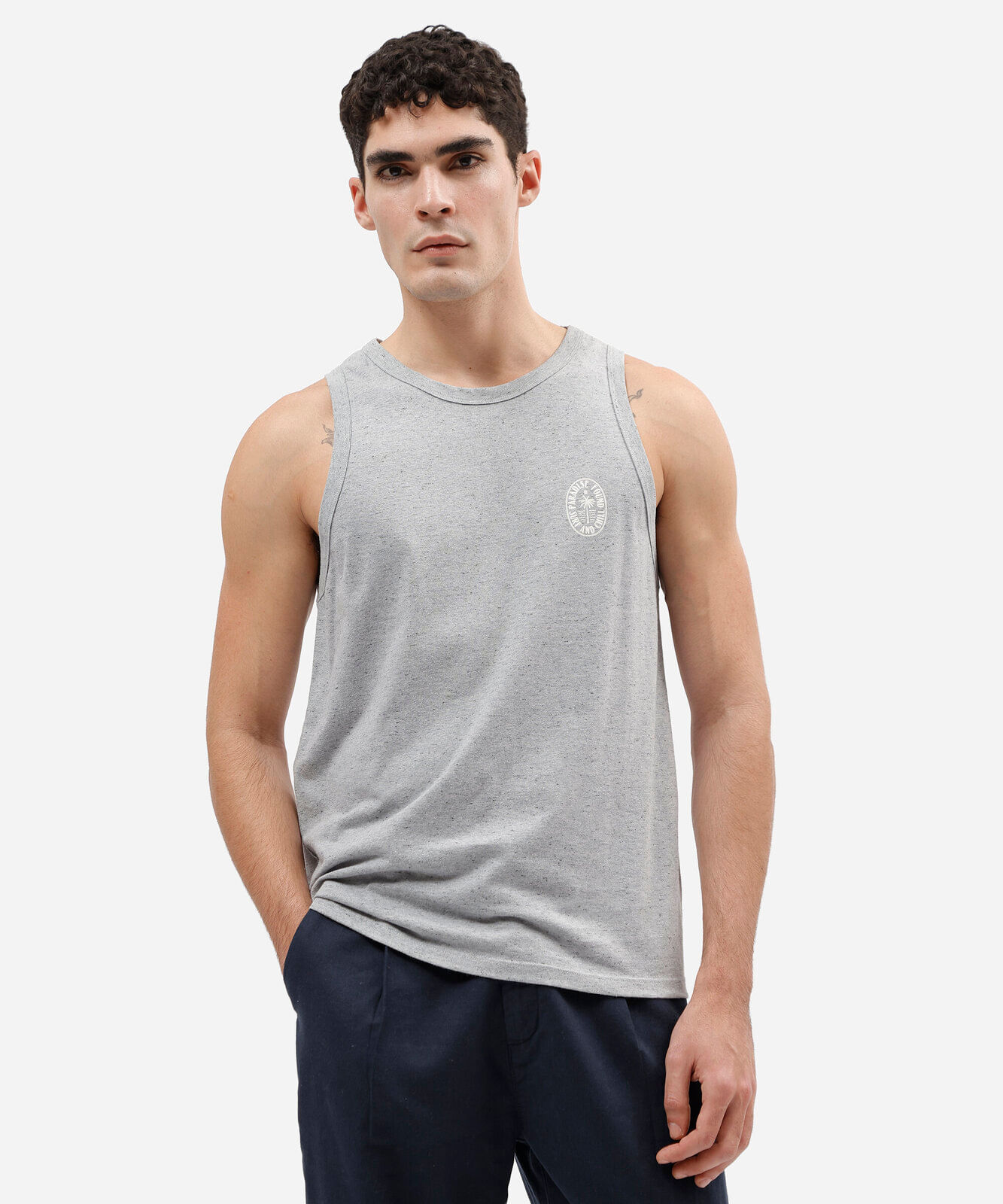 regata masculina com algodão estampada cinza
