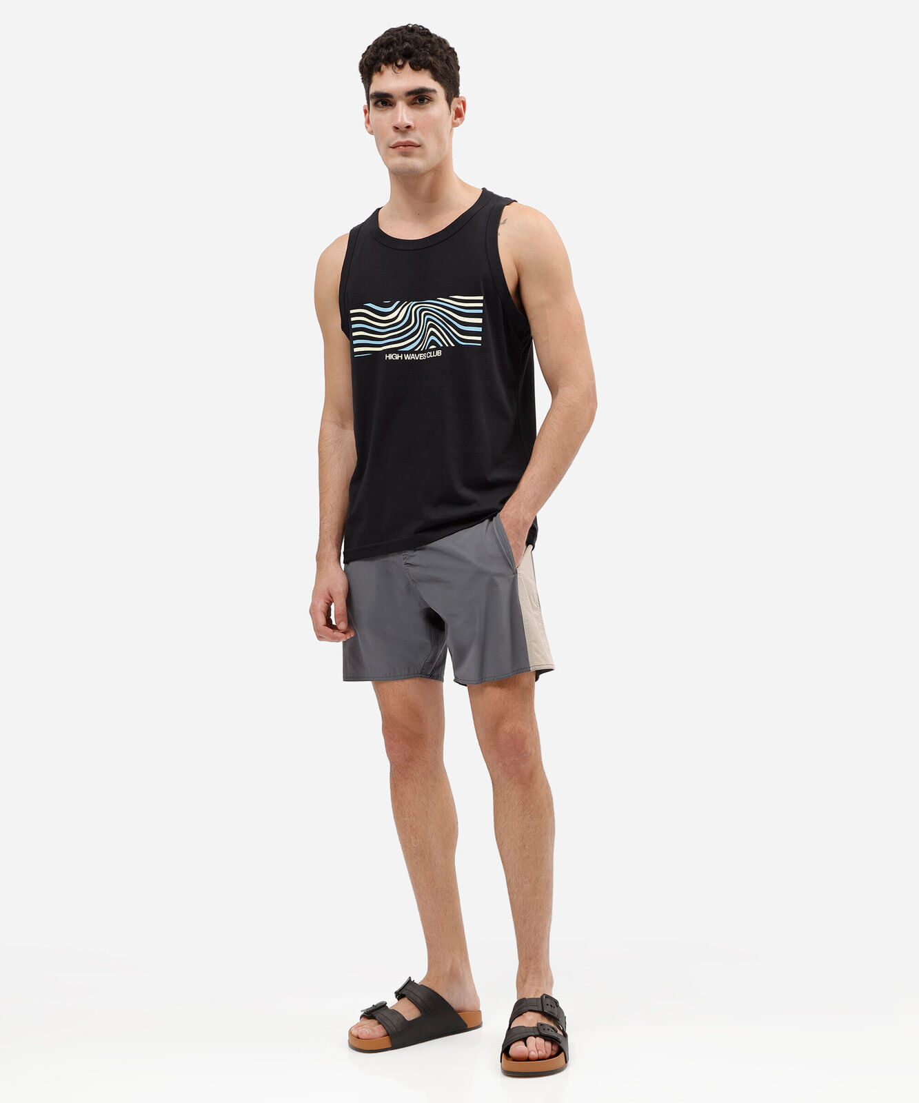 short boardshort masculino com recorte cinza