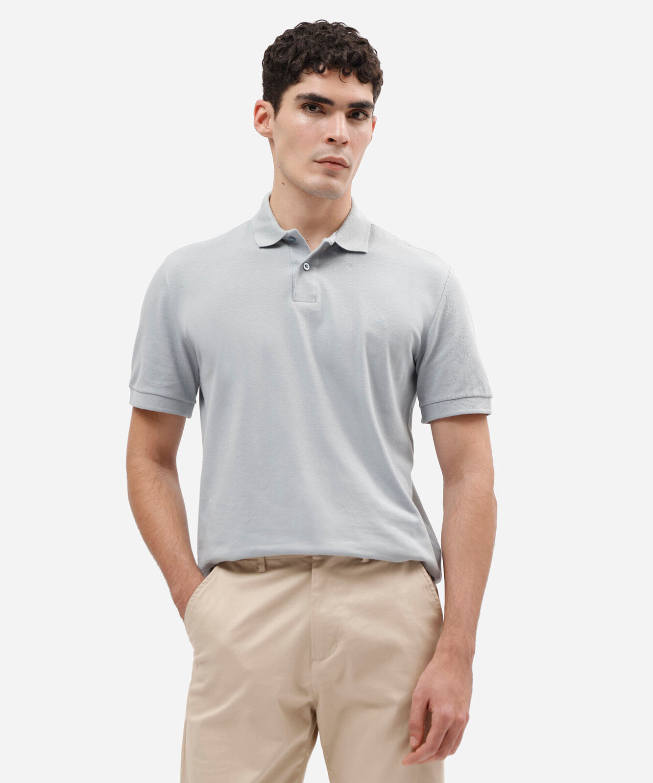 polo básica masculina manga curta azul