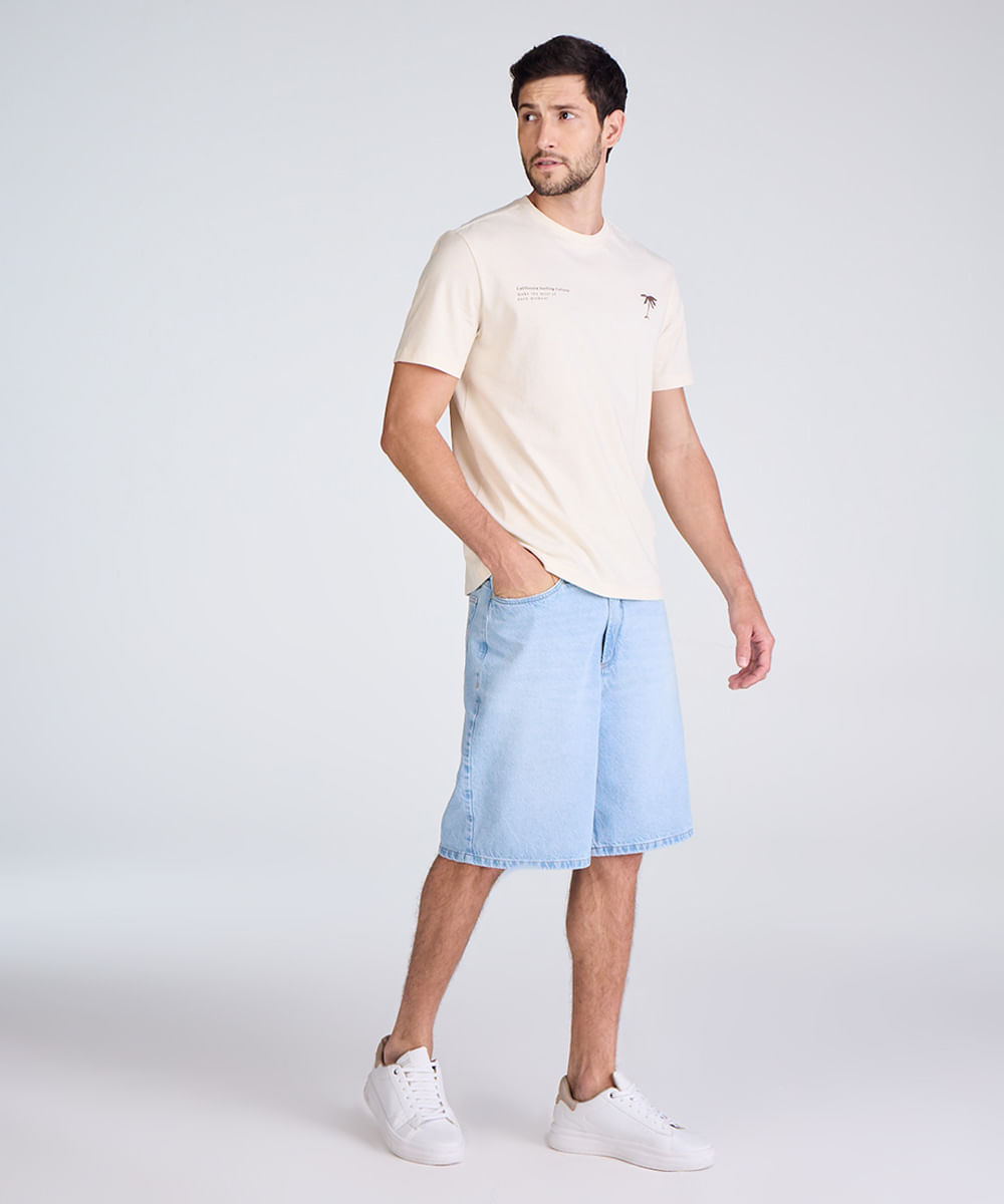 bermuda baggy masculina jeans azul