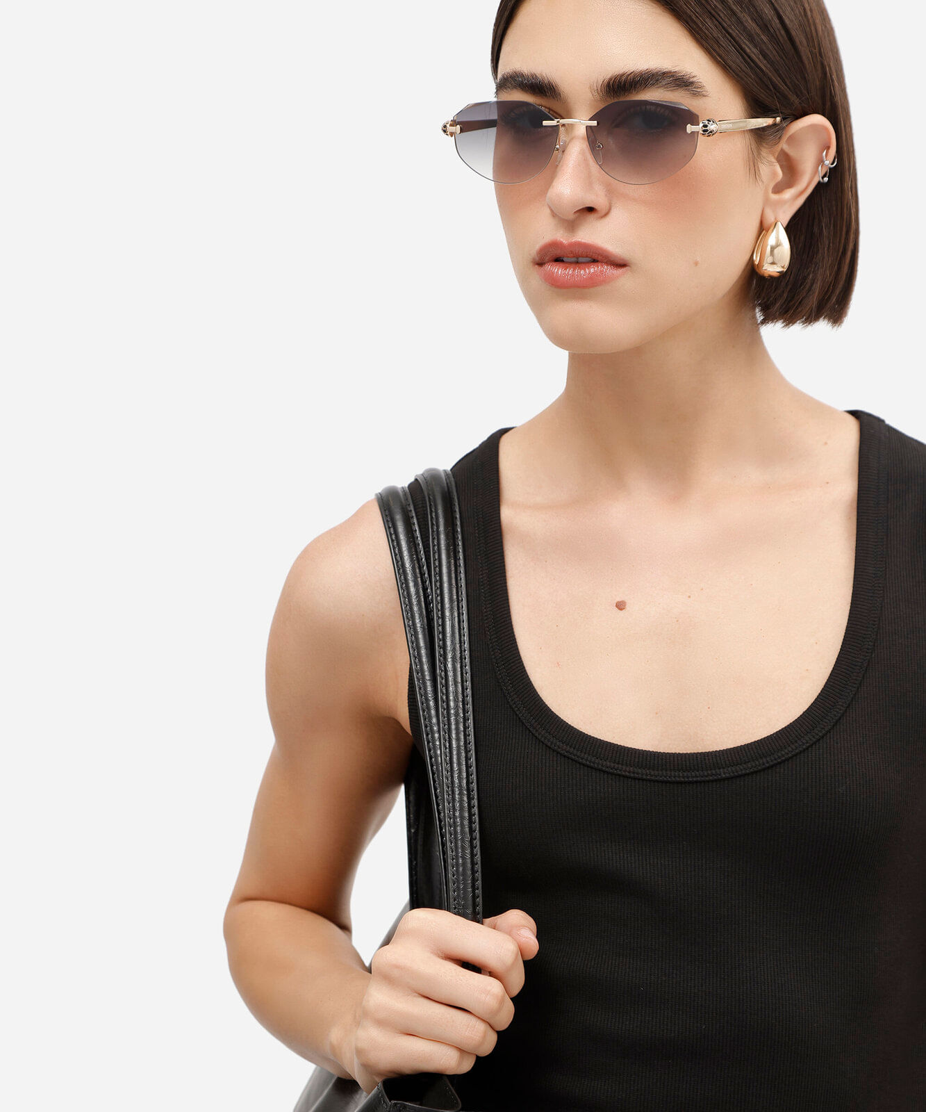 óculos de sol feminino oval de metal triton prateado