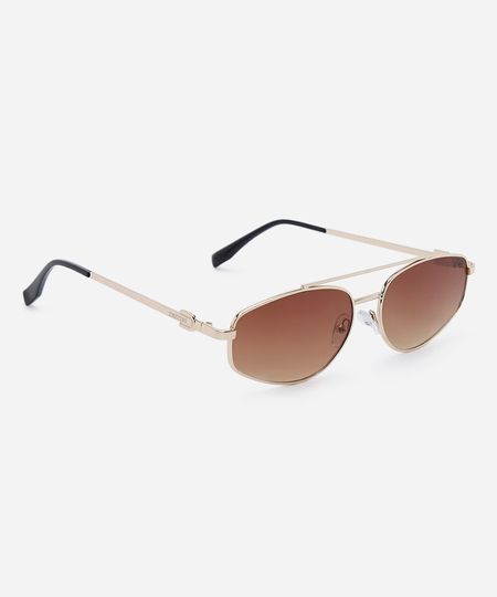 óculos de sol unissex oval de metal triton dourado UNICO