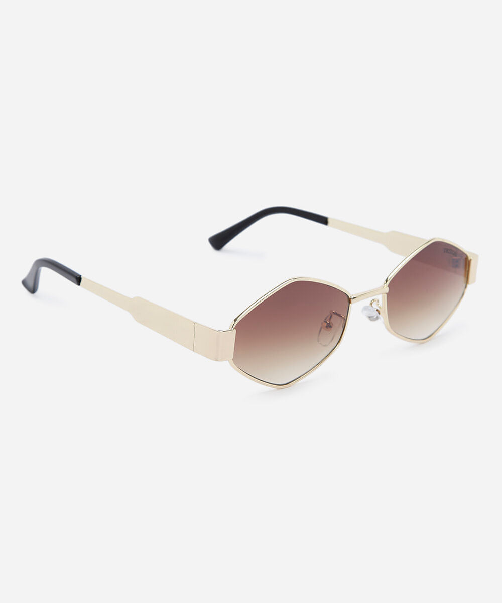 óculos de sol feminino oval de metal triton dourada