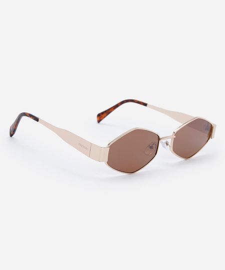 óculos de sol feminino oval de metal triton dourado UNICO
