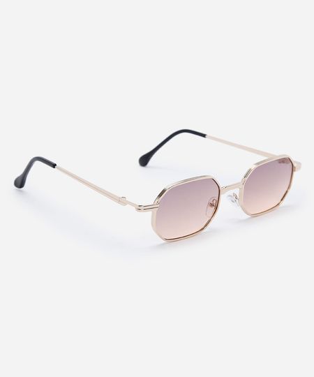 óculos de sol unissex quadrado de metal triton dourado UNICO