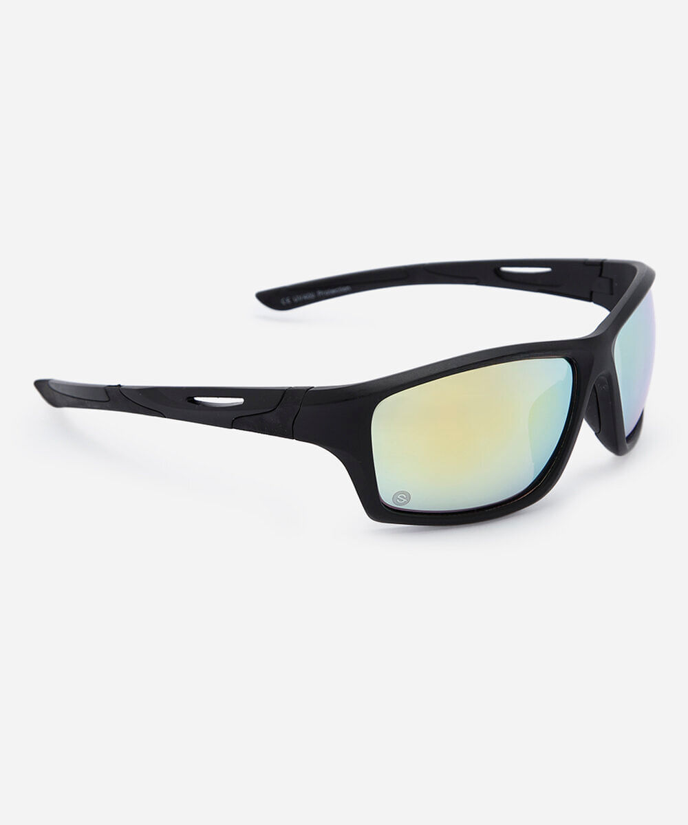 óculos de sol unissex quadrado de acetato esportivo preto