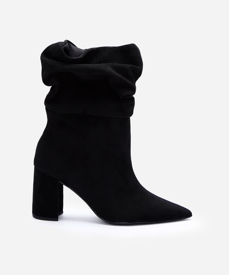 bota slouchy cano médio salto grosso preta 39