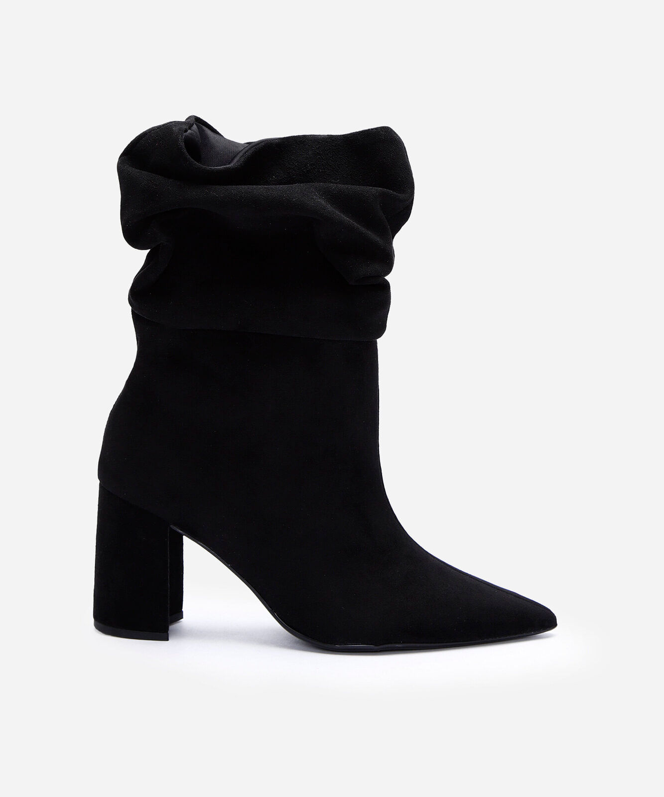 bota slouchy cano médio salto grosso preta