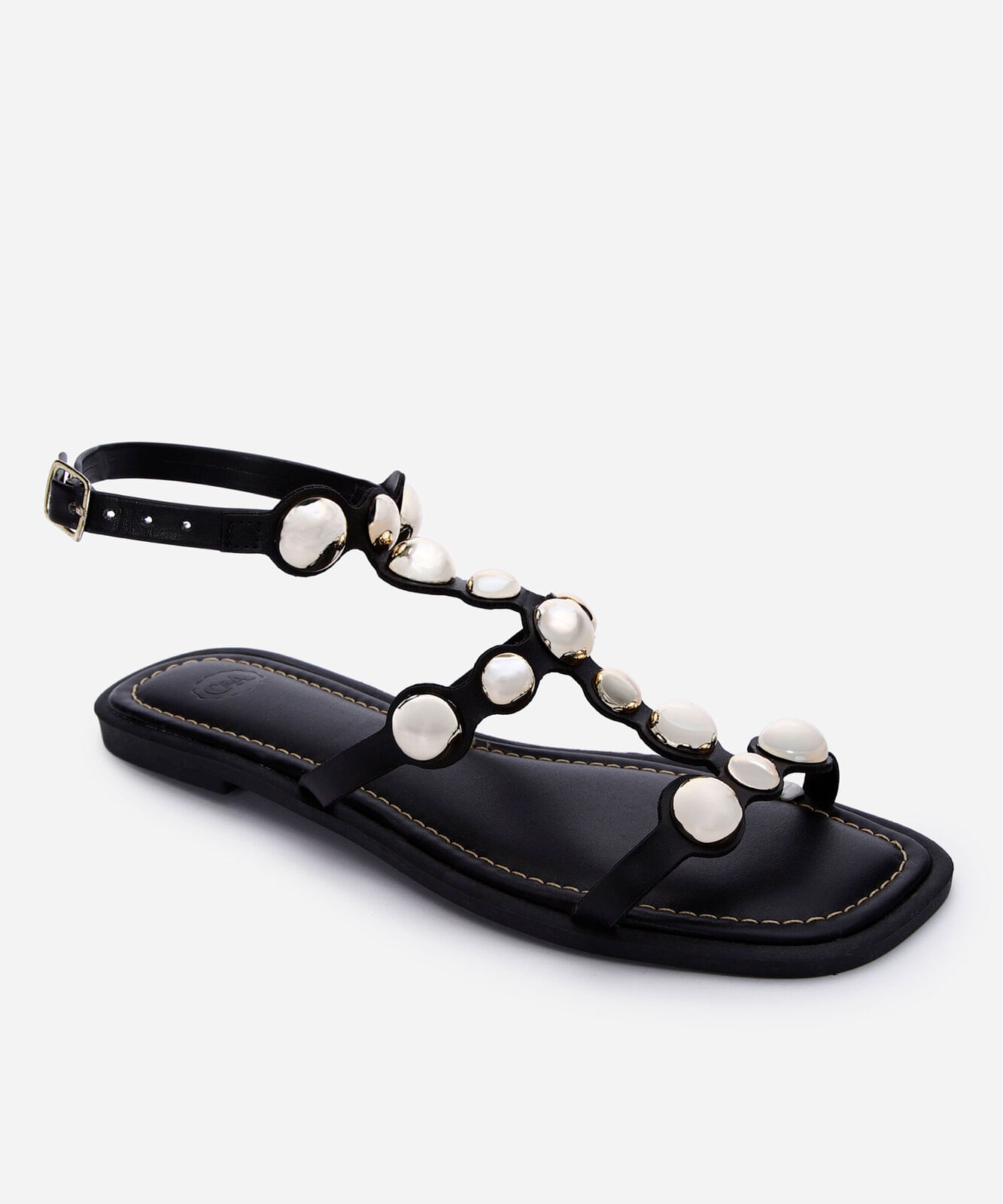 rasteirinha gladiadora com tachas preta
