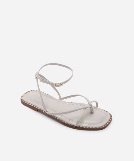 rasteirinha tiras finas bico quadrado off white 39