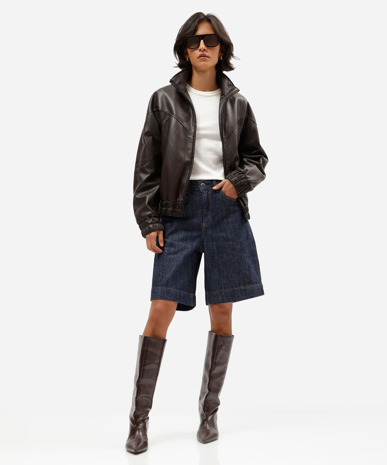 bermuda feminina jeans cintura alta azul