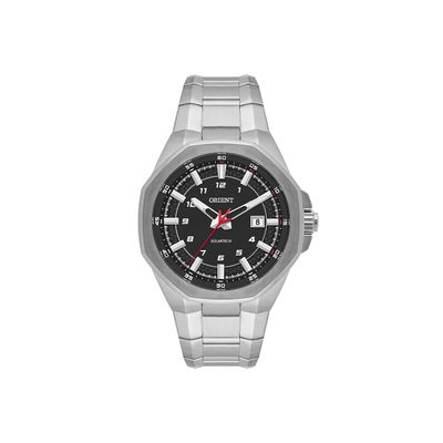 relógio masculino orient solartech analógico calendário mbss1532 p1sx prateado