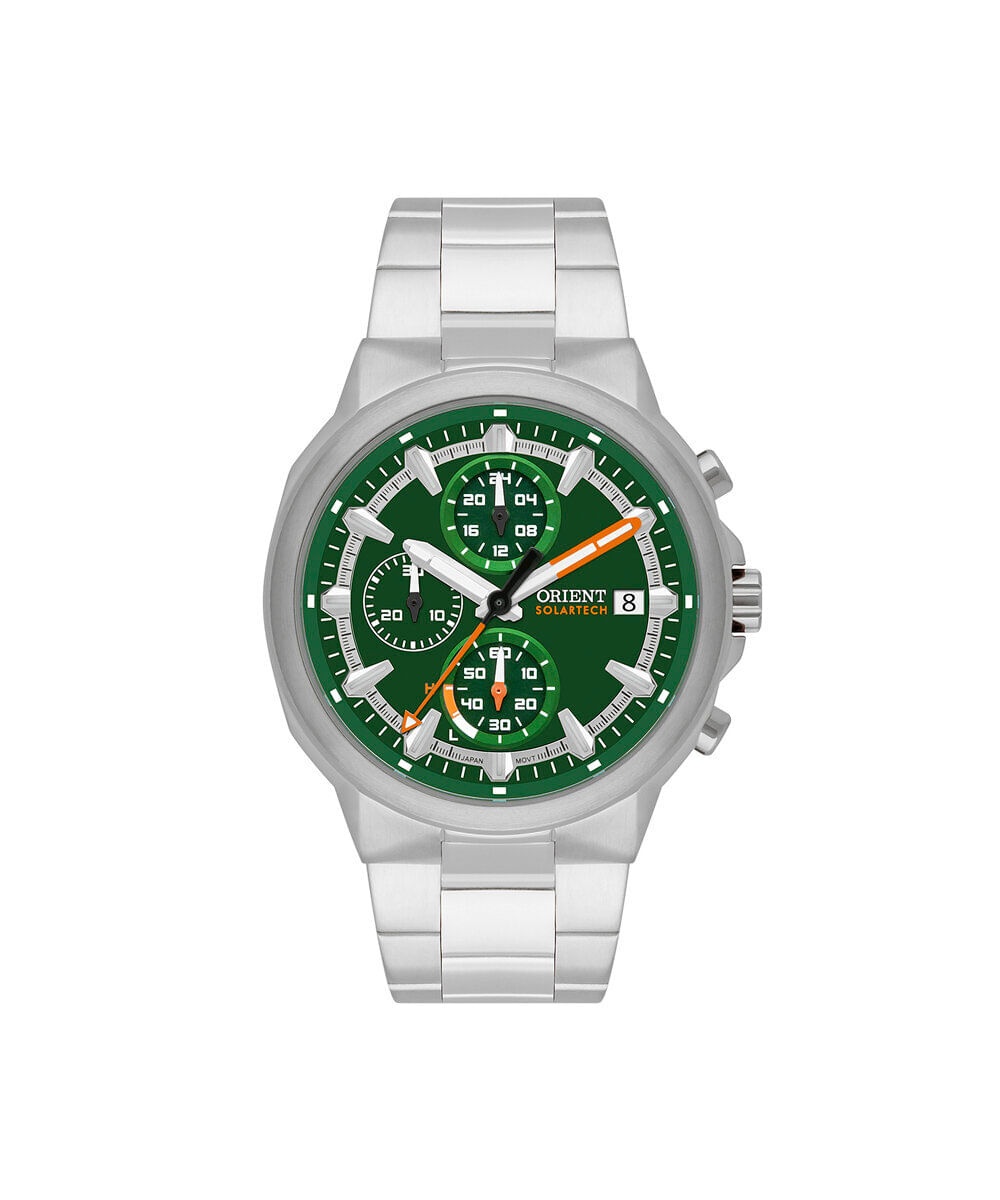 relógio masculino orient solartech cronógrafo mbssc282 e1sx prateado