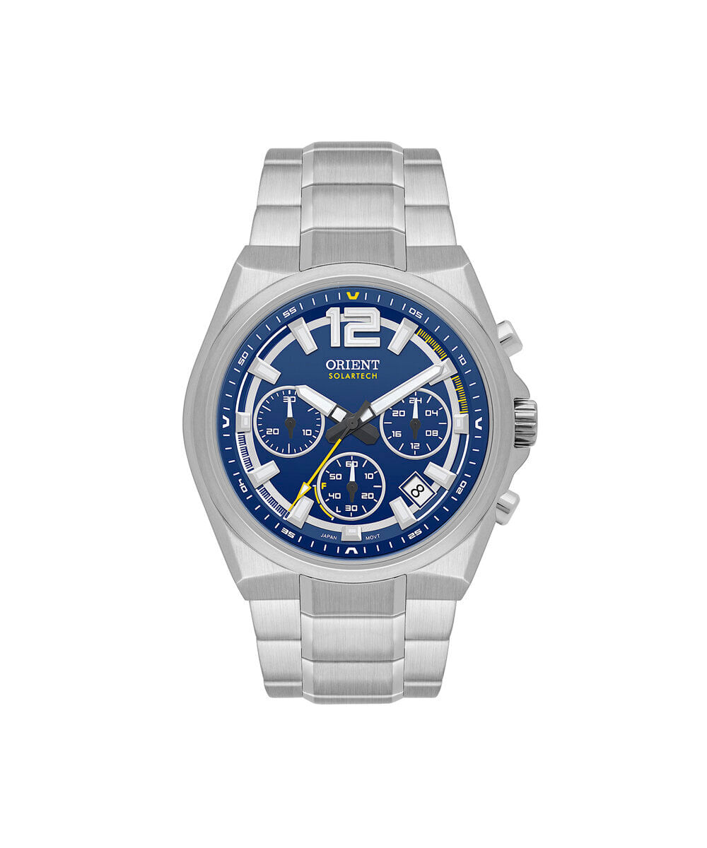 relógio masculino orient solartech cronógrafo mbssc281 d2sx prateado