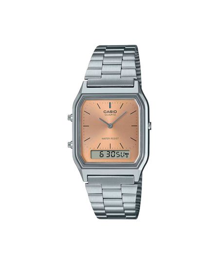 relógio feminino casio analógico digital aq 230a 4amqydf prateado UNICO
