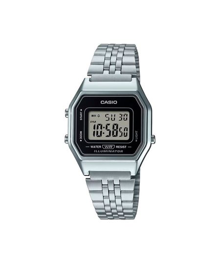 relógio feminino casio digital la680wa 1df prateado UNICO