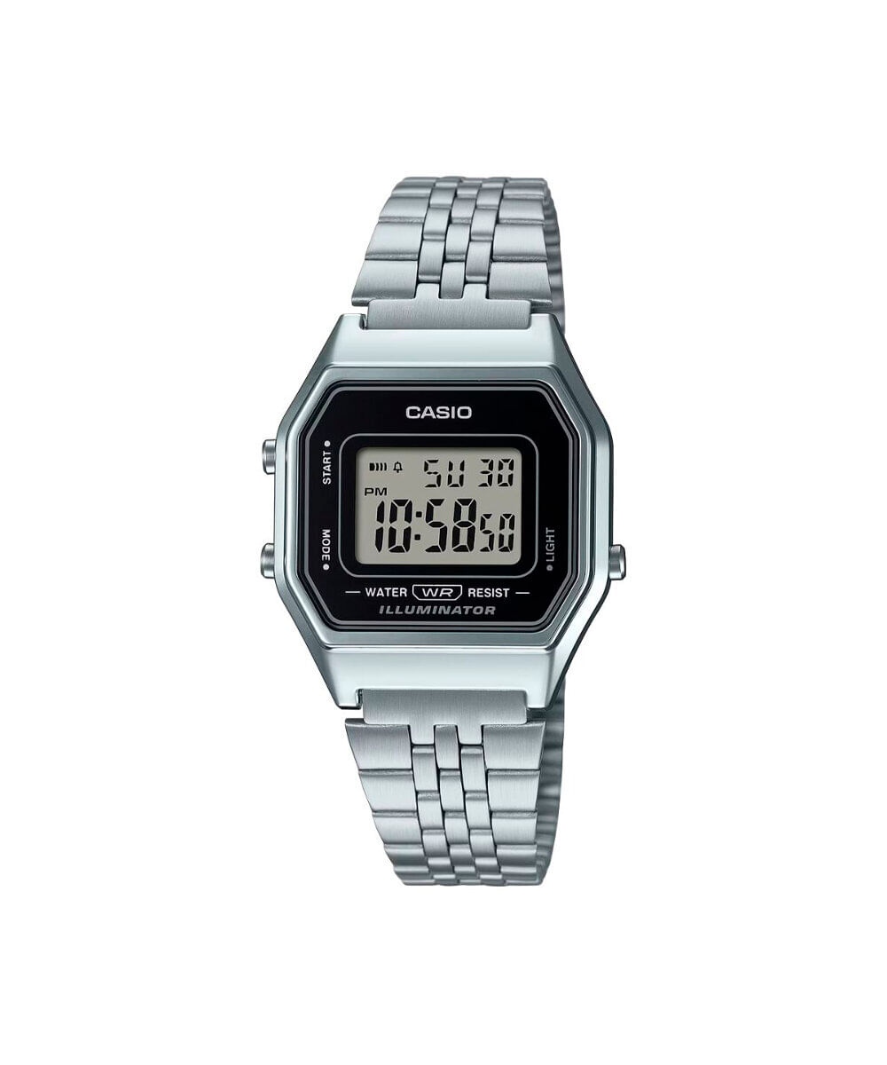 relógio feminino casio digital la680wa 1df prateado