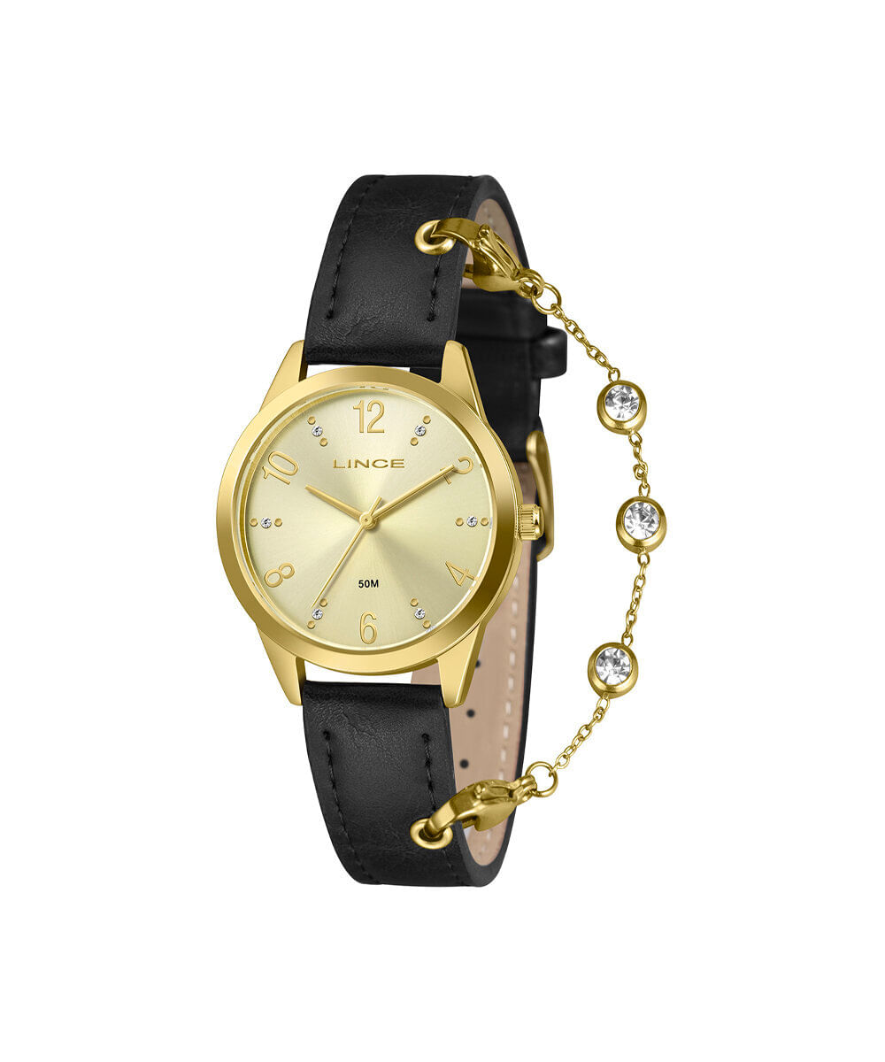 kit relógio feminino lince analógico lrc4876l34 c2px dourado