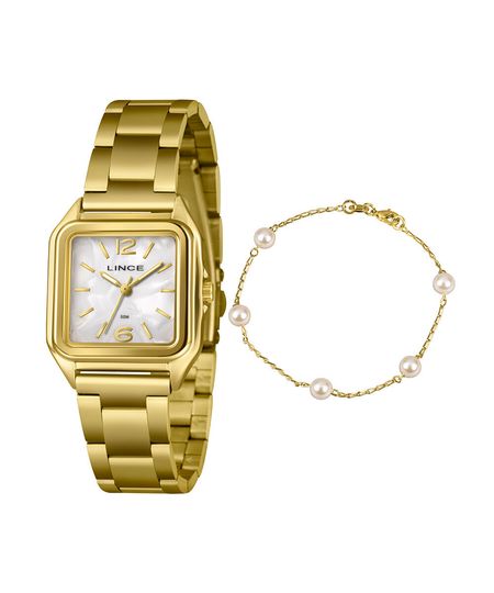 kit relógio feminino lince analógico lqgm060l30 k0hrb2kx dourado UNICO