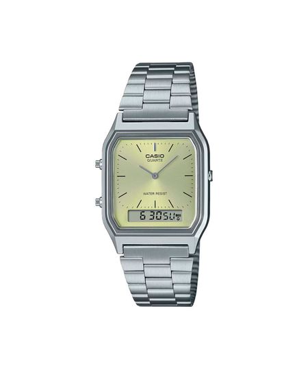 relógio feminino casio analógico digital aq 230a 9amqydf prateado UNICO