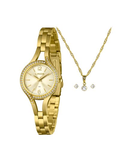 kit relógio feminino lince analógico lrgm070l30 kahpc2kx dourado UNICO