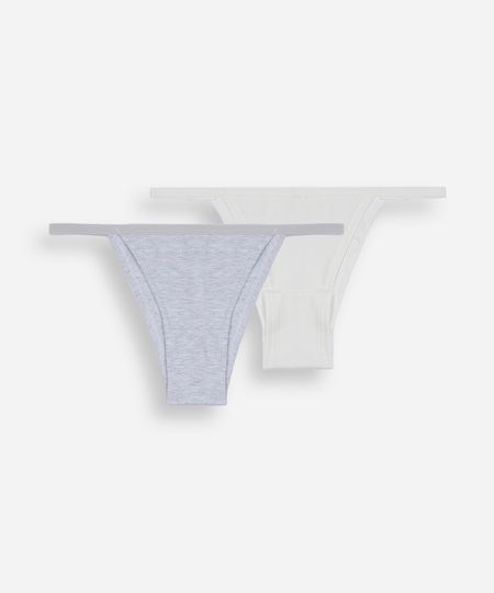 kit de 2 calcinhas string biquíni feminina em algodão colorido G