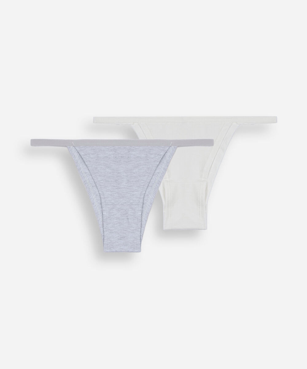 kit de 2 calcinhas string biquíni feminina em algodão colorido