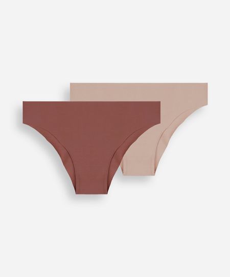 kit de 2 calcinhas biquíni feminina de poliamida com corte a fio colorido P