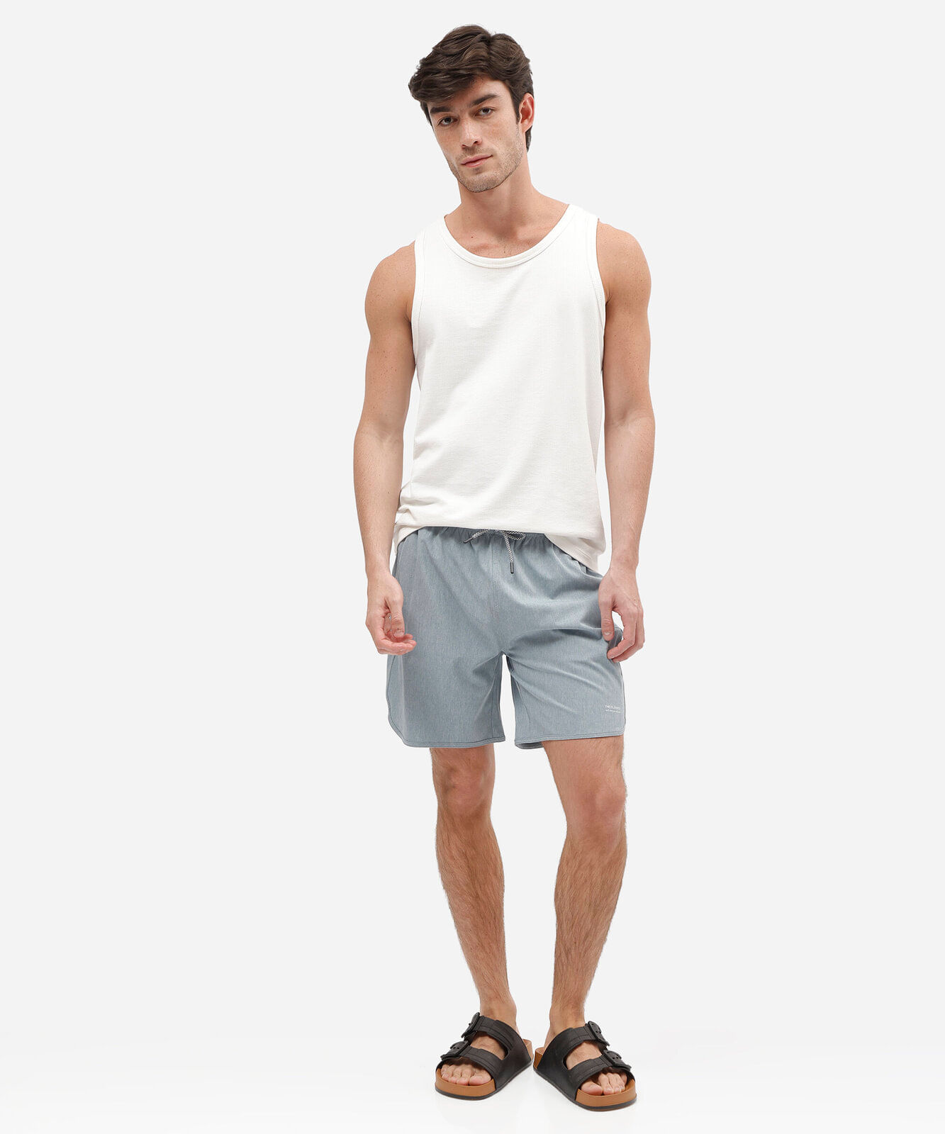 short praia com bolsos azul