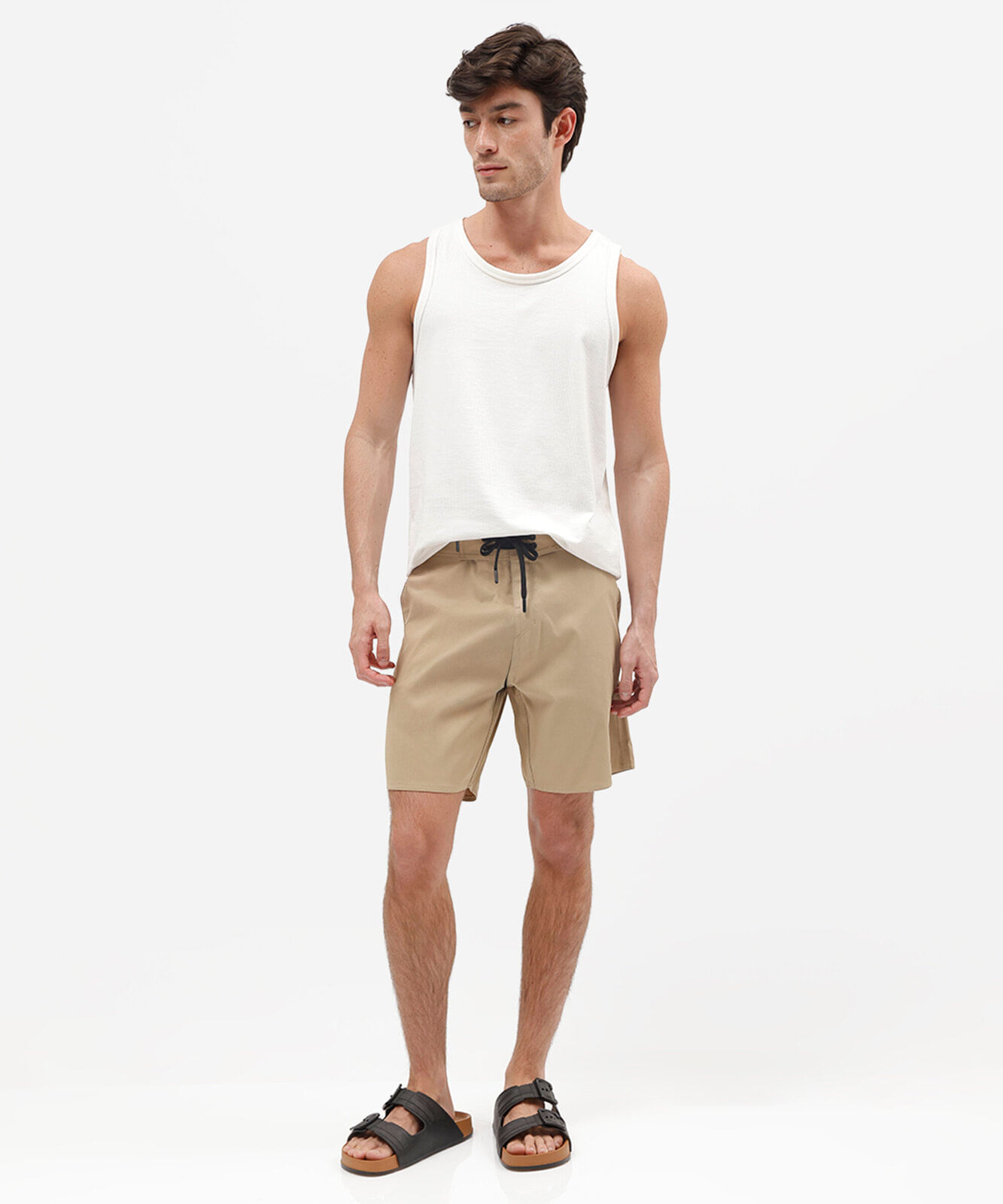 short boardshort masculino bege