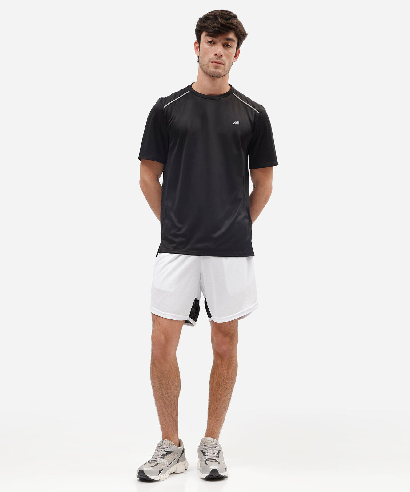 short masculino esportivo texturizado com recorte - branco