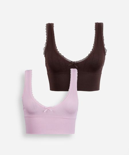 kit de 2 sutiãs top feminino sem costura colorido G