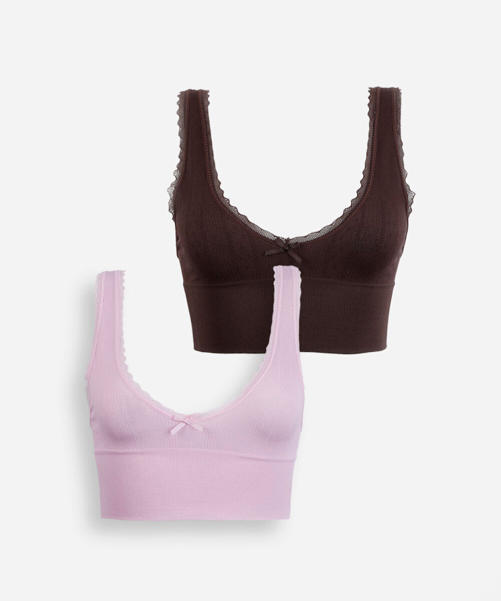 kit de 2 sutiãs top feminino sem costura colorido