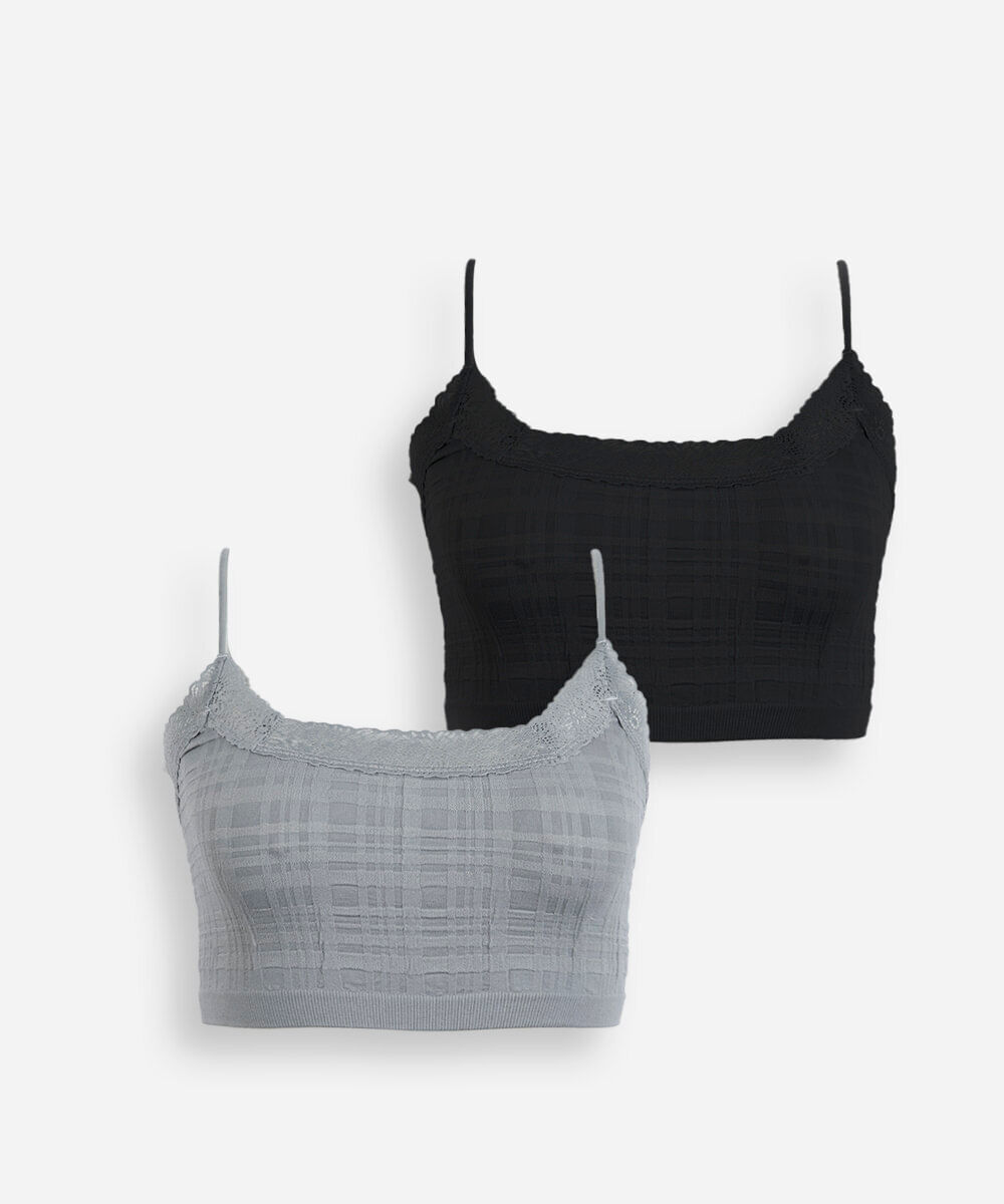 kit de 2 sutiãs top com bojo removível colorido