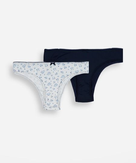 kit de 2 calcinhas biquíni feminina de poliamida floral colorido P