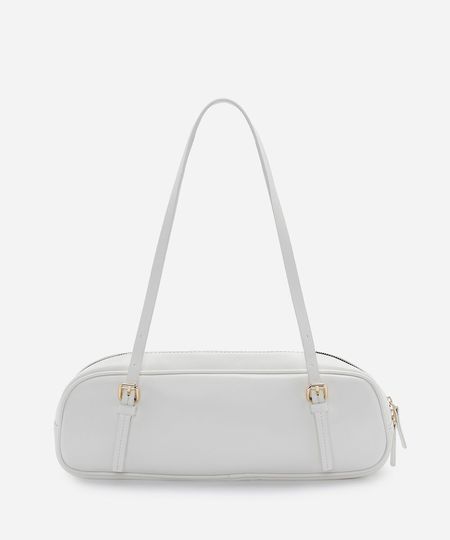 bolsa bowling feminina de ombro com fivelas off white UNICO