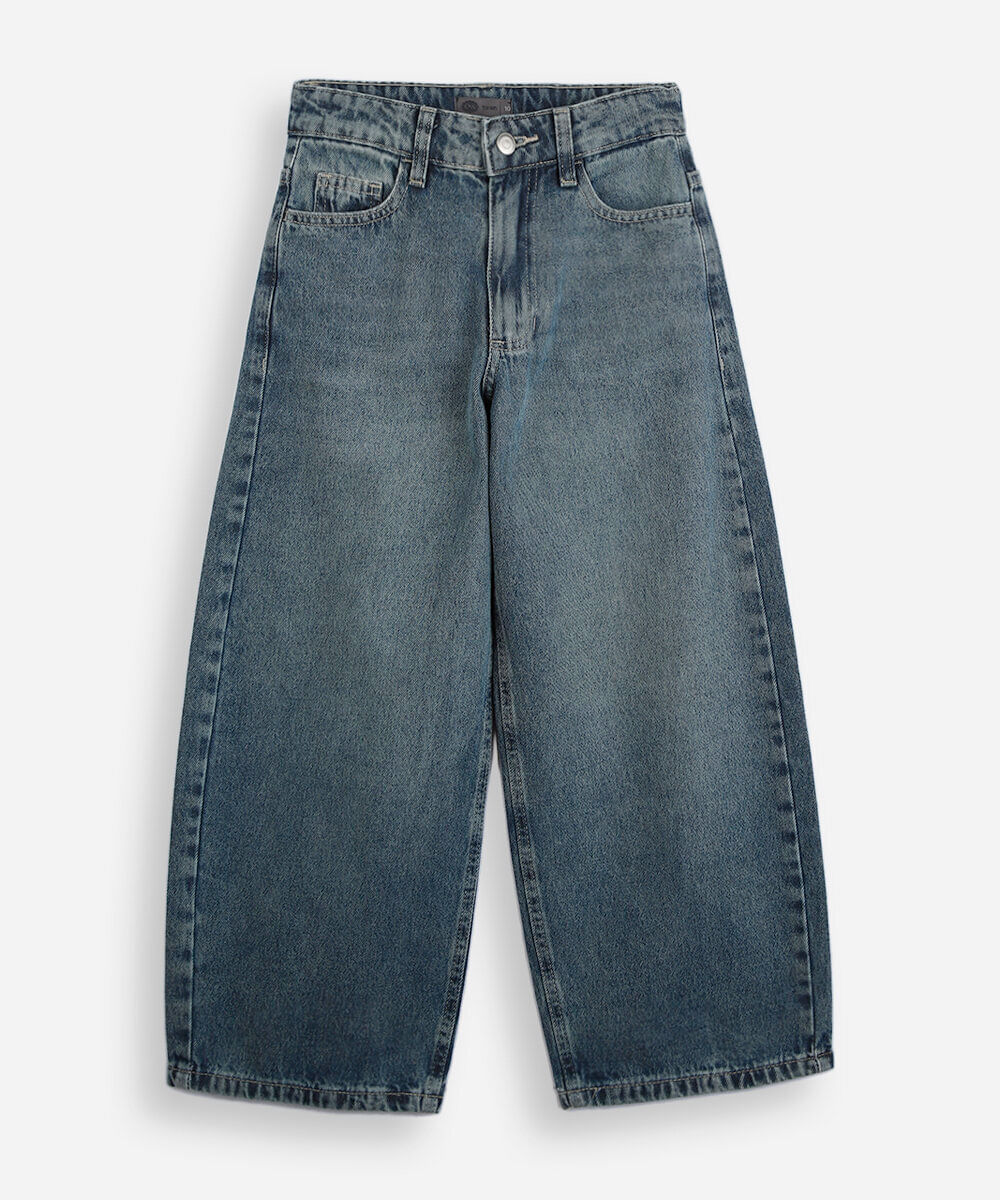 calça juvenil reta jeans azul