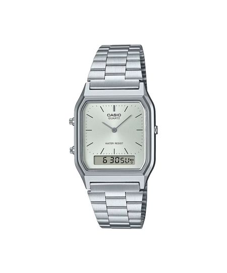 relógio feminino casio analógico digital aq 230a 7amqydf prateado UNICO
