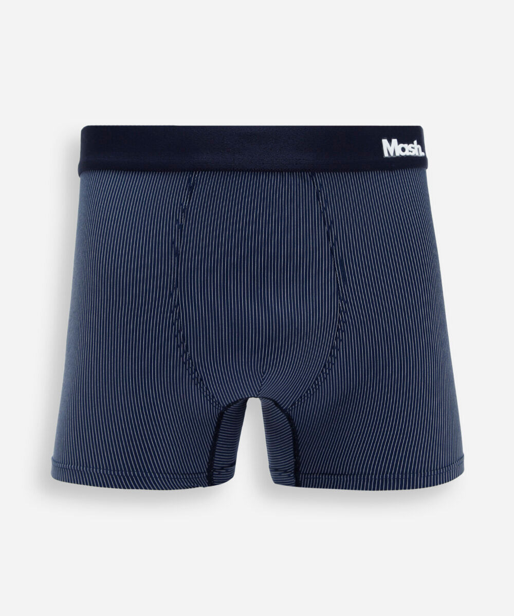 cueca boxer masculina de poliamida listrada mash azul