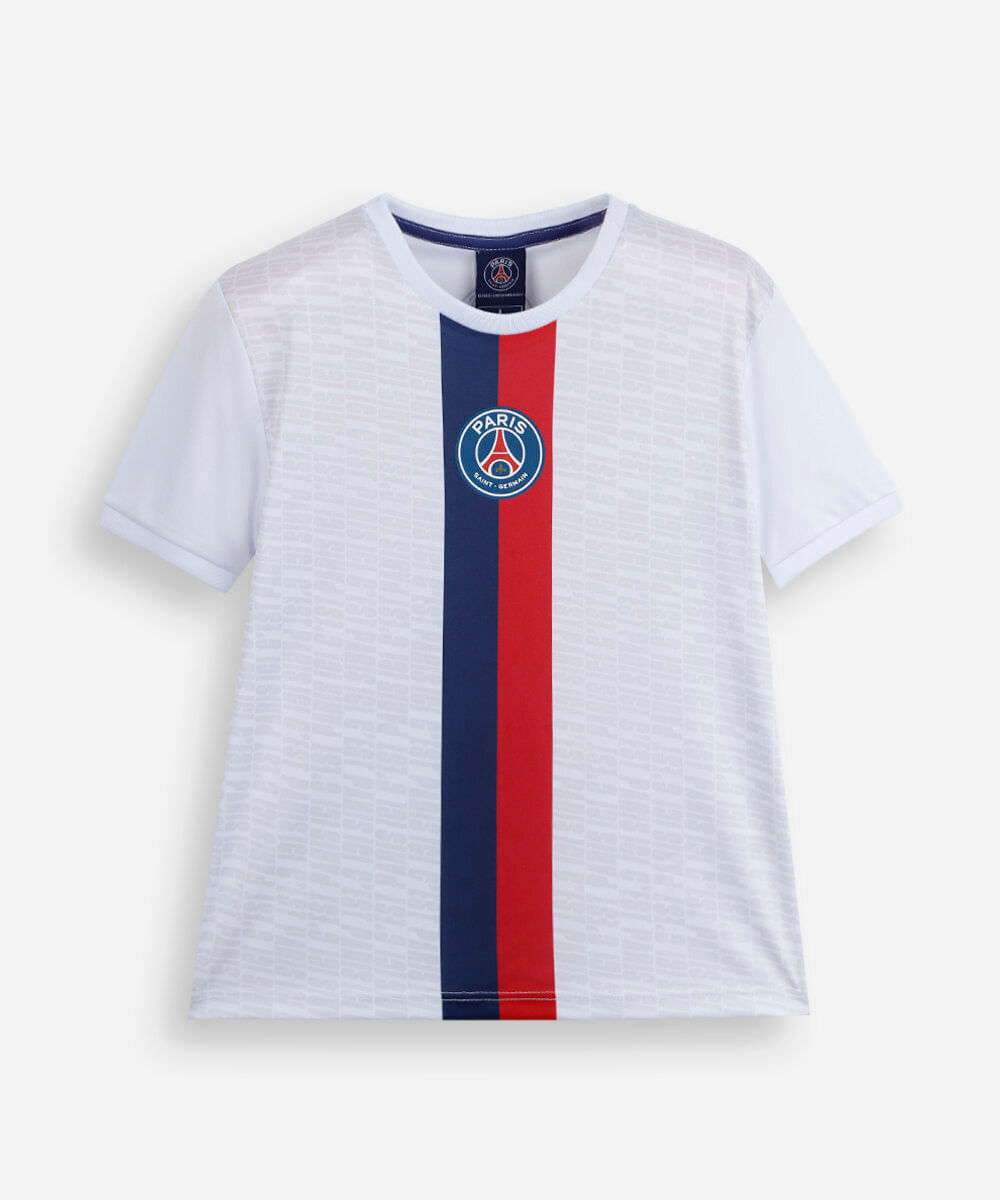 camiseta infantil manga curta paris saint germain off white