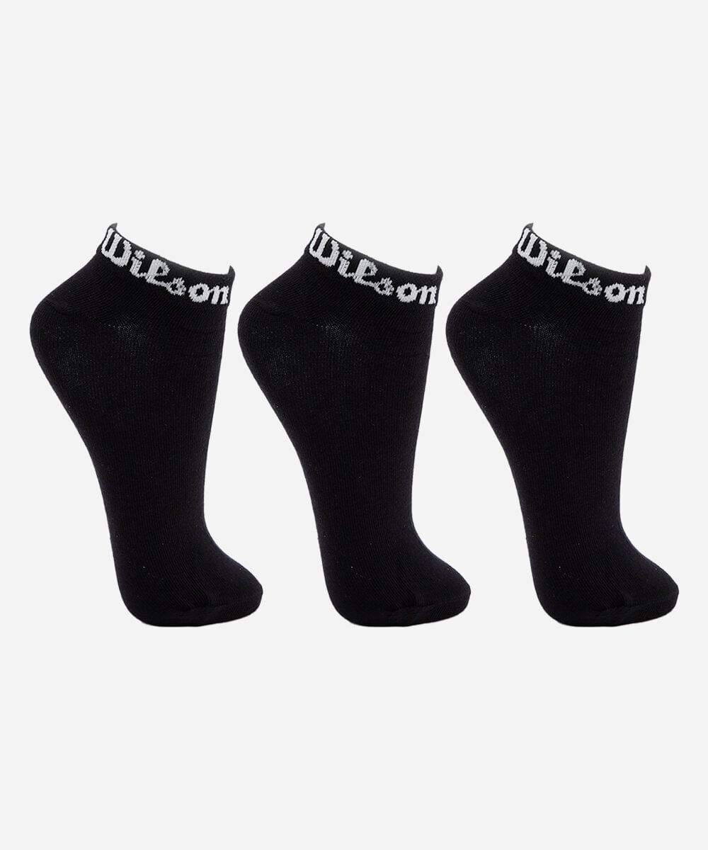 kit de 3 meias sapatilha wilson preto