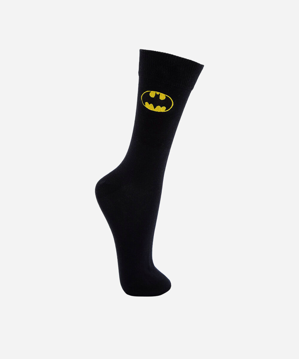 meia cano alto com bordado batman preta