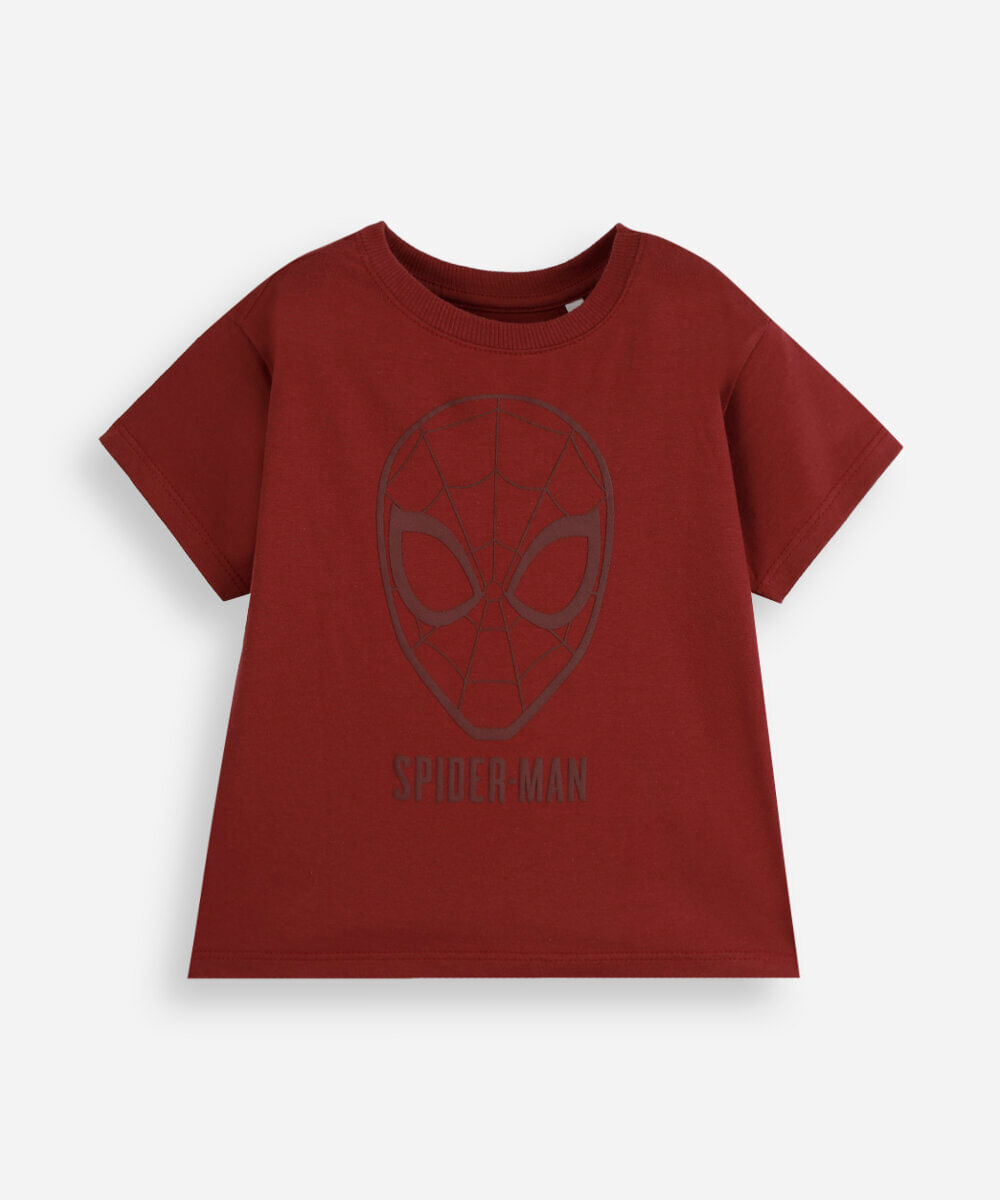camiseta infantil de algodão manga curta homem aranha vermelha