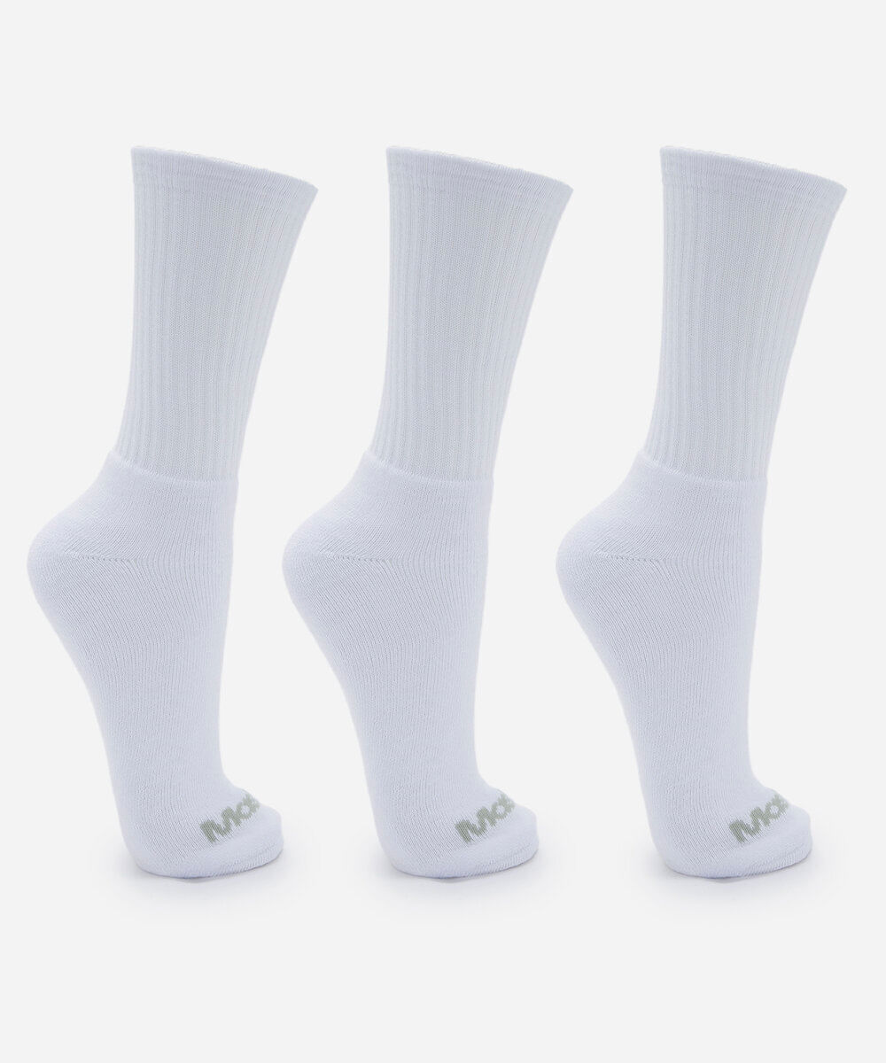 kit de 3 meias cano alto mash branco