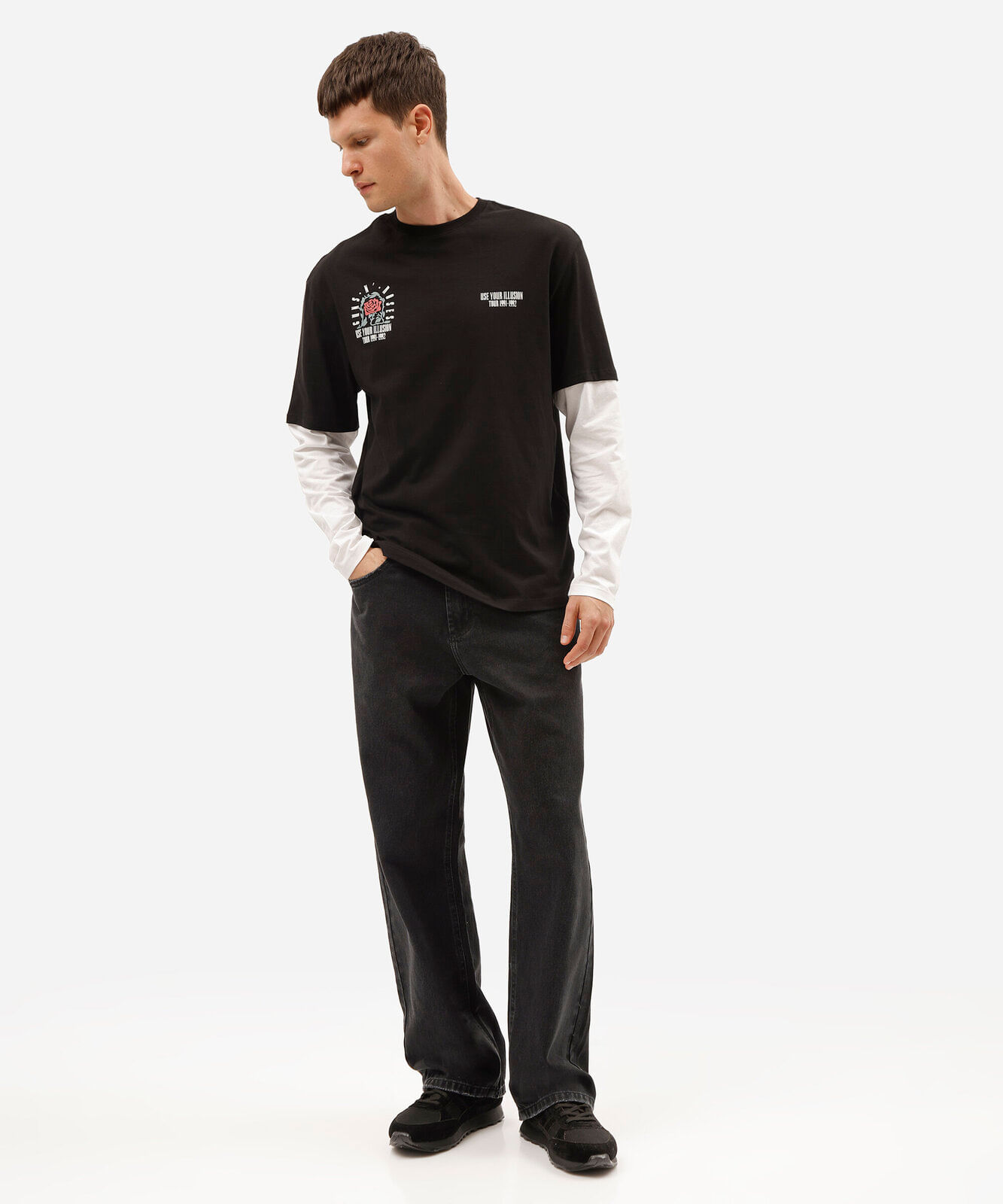 calça baggy masculina jeans preta