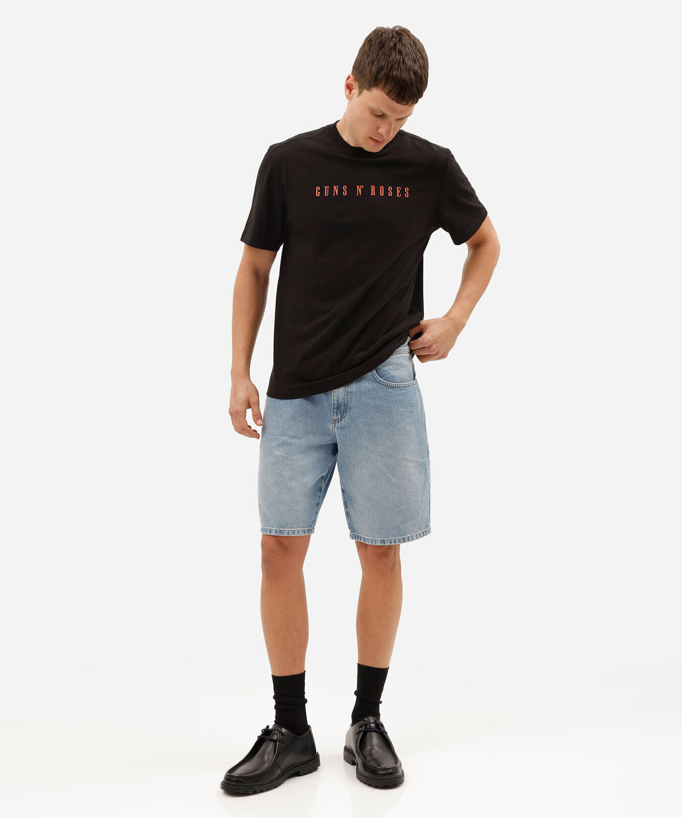 bermuda reta masculina jeans azul