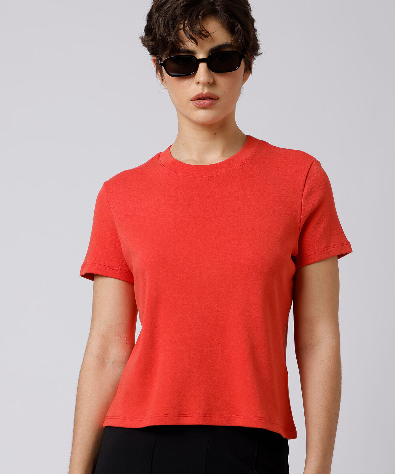 camiseta slim fit feminina de algodão mindset vermelha