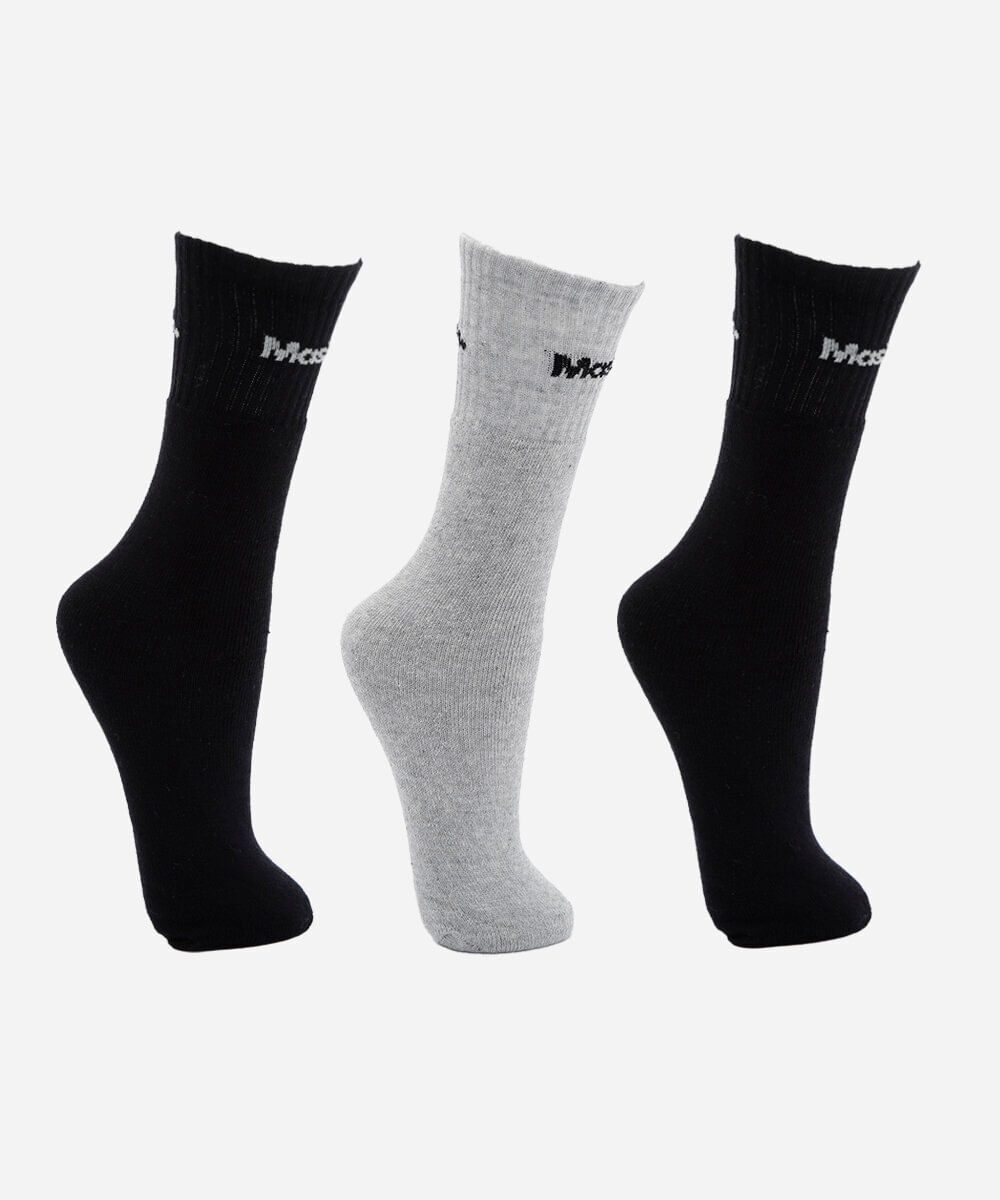 kit de 3 meias cano médio masculina mash colorido