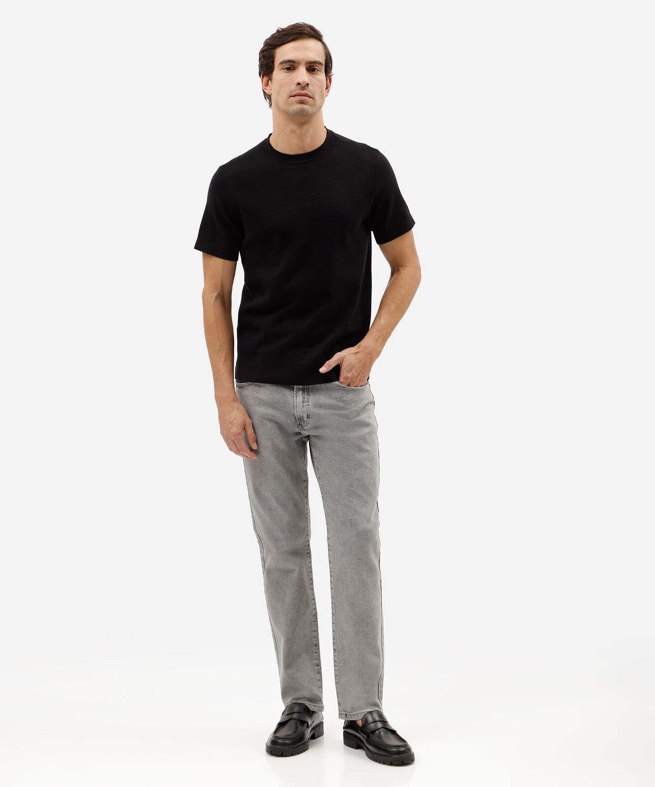 calça slim masculina jeans estonada cinza