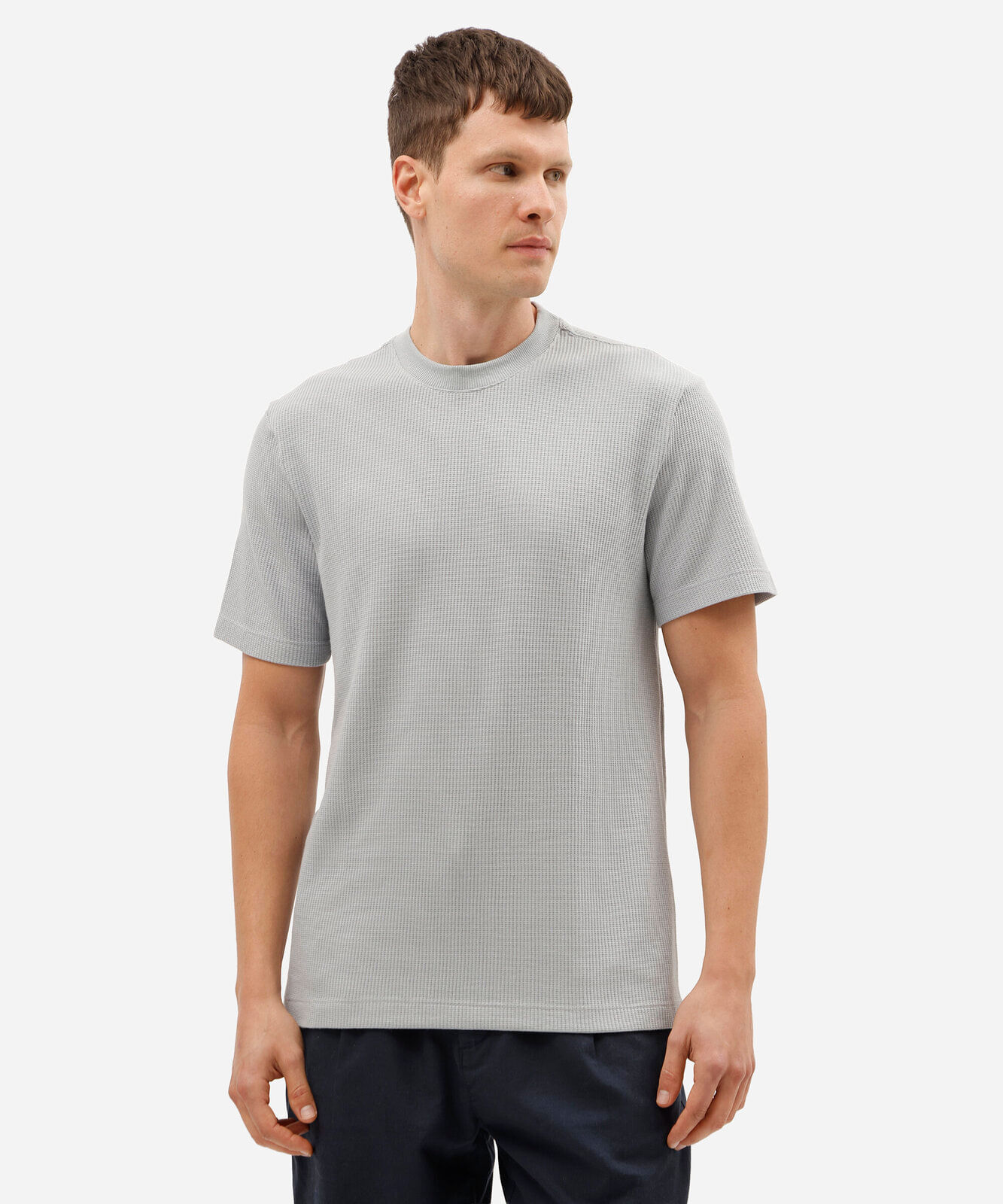 camiseta masculina manga curta texturizada azul